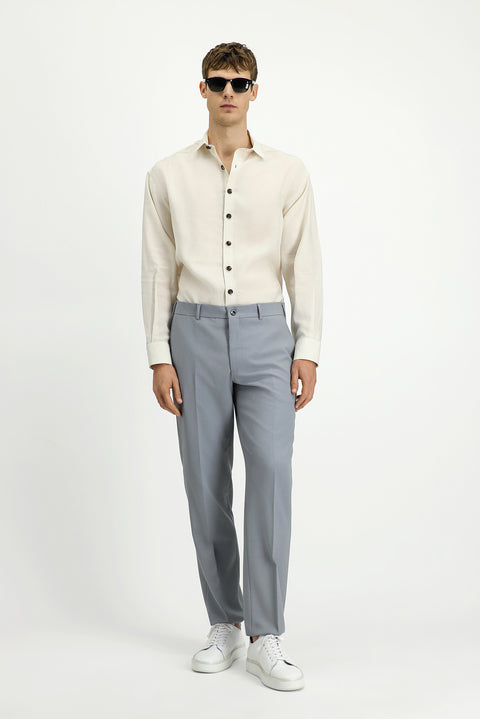 Medium Grey 4 Drop Relaxed Fit Lycra Classic Fabric Trousers