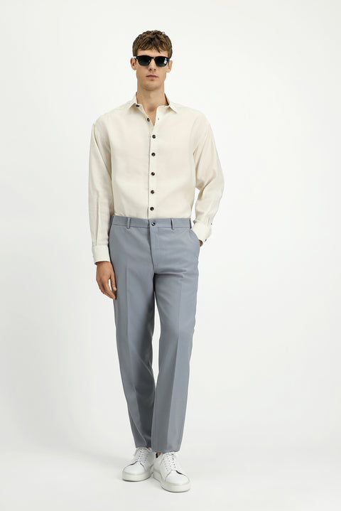 Medium Grey 4 Drop Relaxed Fit Lycra Classic Fabric Trousers