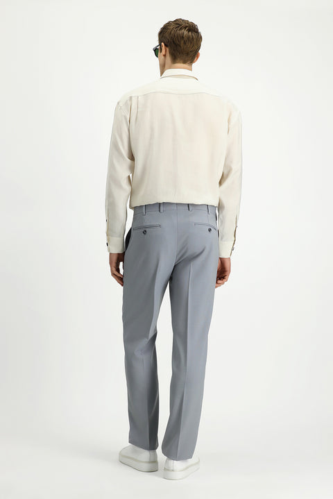 Medium Grey 4 Drop Relaxed Fit Lycra Classic Fabric Trousers