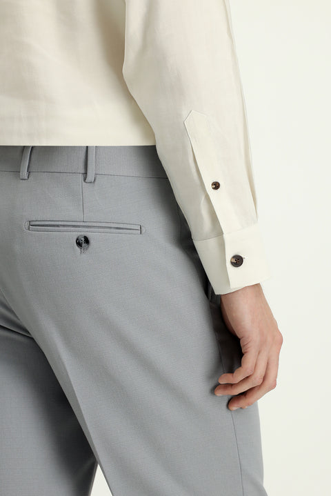Medium Grey 4 Drop Relaxed Fit Lycra Classic Fabric Trousers