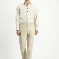 Light Beige 4 Drop Relaxed Fit Lycra Classic Fabric Trousers