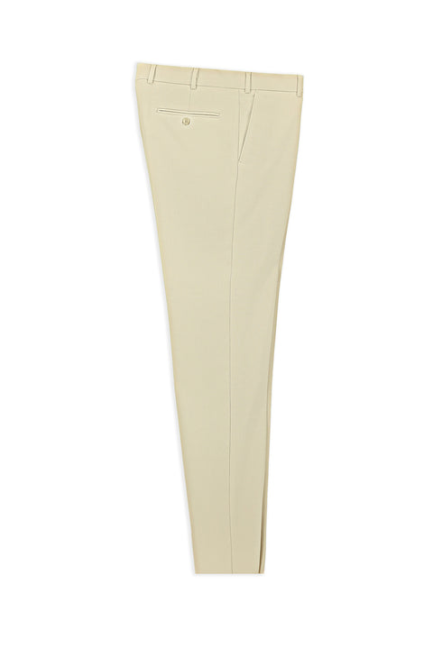 Light Beige 6 Drop Regular Fit Standard Cut Lycra Classic Fabric Trousers