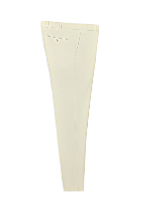 Cream 7 Drop Slim Fit Narrow Cut Lycra Classic Fabric Trousers