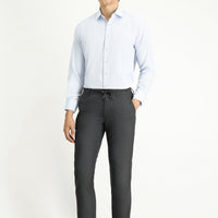 Medium Anthracite Regular Fit Standard Cut Elasticated Waist Drawstring Stretch Trousers