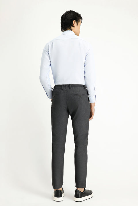 Medium Anthracite Regular Fit Standard Cut Elasticated Waist Drawstring Stretch Trousers