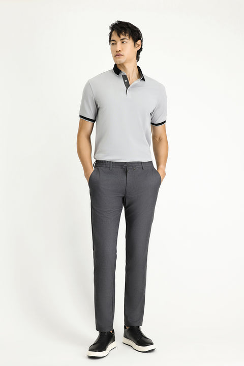 Medium Heather Slim Fit Tapered Leg Elastic Waist Drawstring Pants