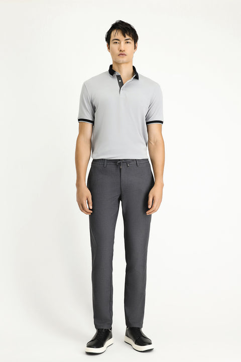 Medium Heather Slim Fit Tapered Leg Elastic Waist Drawstring Pants