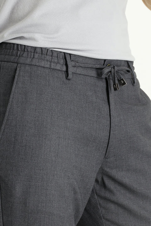 Medium Heather Slim Fit Tapered Leg Elastic Waist Drawstring Pants