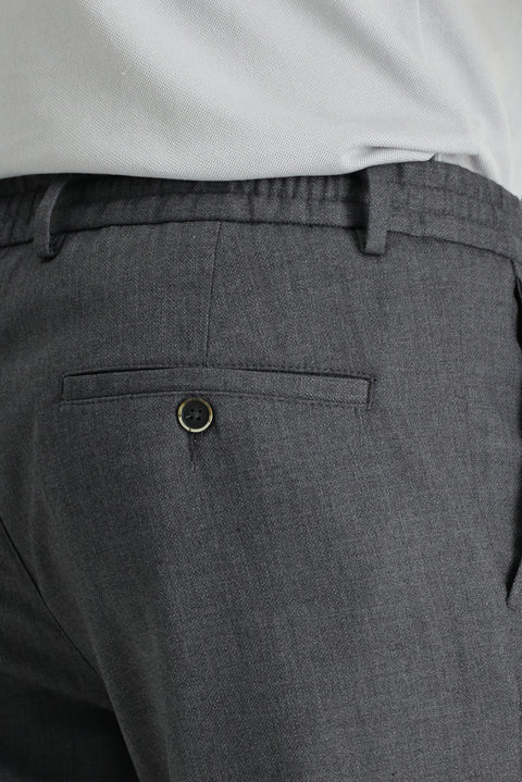 Mid-Smoked Slim Fit Skinny Elastic Waist Drawstring Lycra Trousers