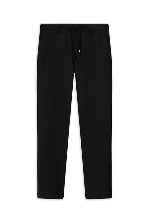 Men's Black Regular Fit Standard Cut Elastic Waist Drawstring Lycra Pants