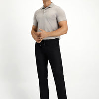 Men's Black Regular Fit Standard Cut Elastic Waist Drawstring Lycra Pants