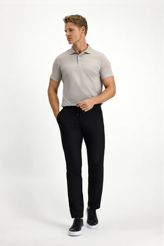  Siyah Regular Fit Standart Kesim Beli Lastikli İpli Likralı Pantolon