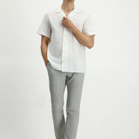 Light Grey Regular Fit Standard Cut Elasticated Waist Drawstring Stretch Trousers