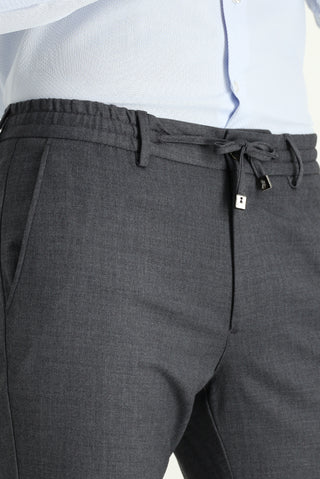  Orta Füme 6 Drop Regular Fit Standart Kesim Beli Lastikli İpli Spor Pantolon