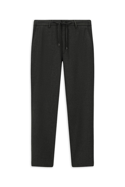 Dark Anthracite Regular Fit Standard Cut Elasticated Waist Drawstring Stretchy Trousers