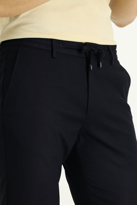 Dark Navy 6 Drop Regular Fit Standard Cut Elastic Waist Drawstring Sport Pants