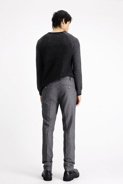 Black 7 Drop Super Slim Fit Extra Narrow Cut Elastic Waist Drawstring Patterned Lycra Classic Fabric Trousers