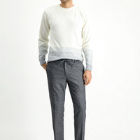 Dark Gray 7 Drop Super Slim Fit Extra Narrow Cut Elastic Waist Drawstring Patterned Lycra Classic Fabric Trousers