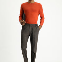 Dark Brown 7 Drop Super Slim Fit Extra Narrow Cut Elastic Waist Lycra Classic Fabric Trousers