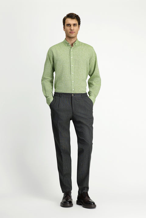 Dark Khaki 7 Drop Super Slim Fit Extra Narrow Cut Elastic Waist Lycra Classic Fabric Trousers