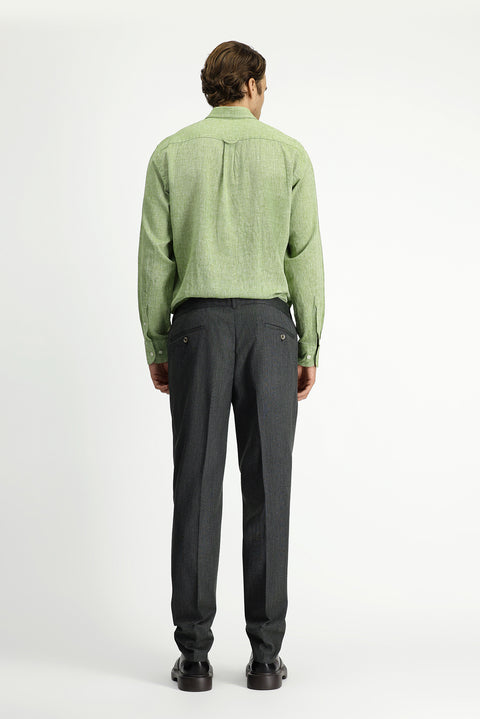 Dark Khaki 7 Drop Super Slim Fit Extra Narrow Cut Elastic Waist Lycra Classic Fabric Trousers