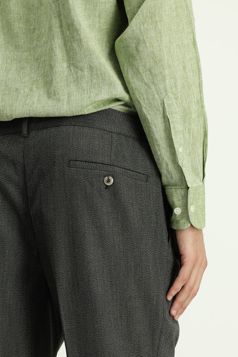 Dark Khaki 7 Drop Super Slim Fit Extra Narrow Cut Elastic Waist Lycra Classic Fabric Trousers