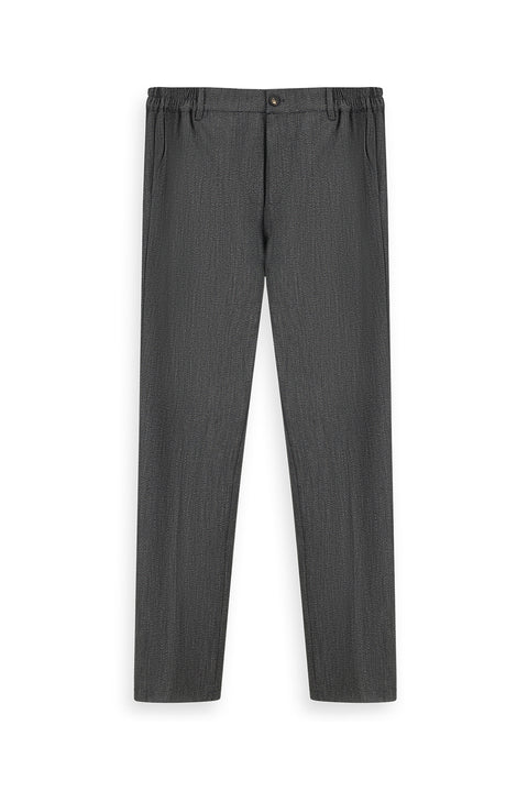 Dark Anthracite 7 Drop Super Slim Fit Extra Narrow Cut Elastic Waist Lycra Classic Fabric Trousers