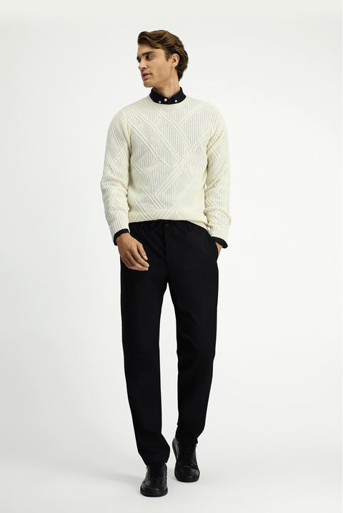 Black 7 Drop Super Slim Fit Extra Narrow Cut Lycra Elastic Waist Drawstring Classic Fabric Trousers