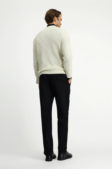 Black 7 Drop Super Slim Fit Extra Narrow Cut Lycra Elastic Waist Drawstring Classic Fabric Trousers