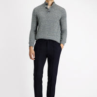 Dark Navy 7 Drop Slim Fit Classic Trousers with Elastic Waistband and Drawstring (Lycra)