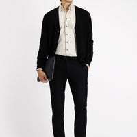 Black 6 Drop Regular Fit Standard Cut Elastic Waist Drawstring Lycra Classic Fabric Trousers