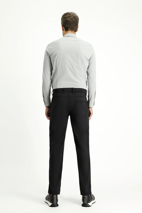 Black Techno-Line 7 Drop Slim Fit Narrow Cut Lycra Classic Fabric Trousers
