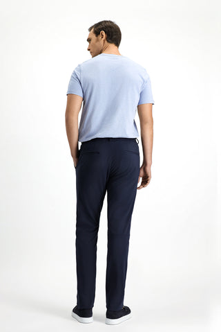  Koyu Lacivert Techno-Line 7 Drop Super Slim Fit Eksra Dar Kesim Likralı Beli Lastikli İpli Klasik Kumaş Pantolon