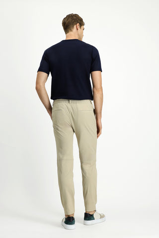  Orta Bej Techno-Line 7 Drop Super Slim Fit Eksra Dar Kesim Likralı Beli Lastikli İpli Klasik Kumaş Pantolon