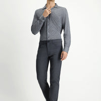 Medium Gray 7 Drop Slim Fit Narrow Cut Wool Fabric Trousers