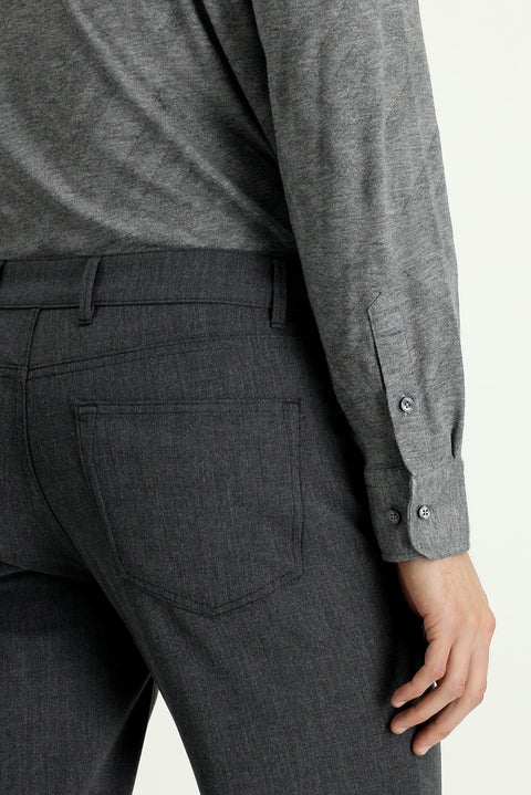 Medium Gray 7 Drop Slim Fit Narrow Cut Wool Fabric Trousers