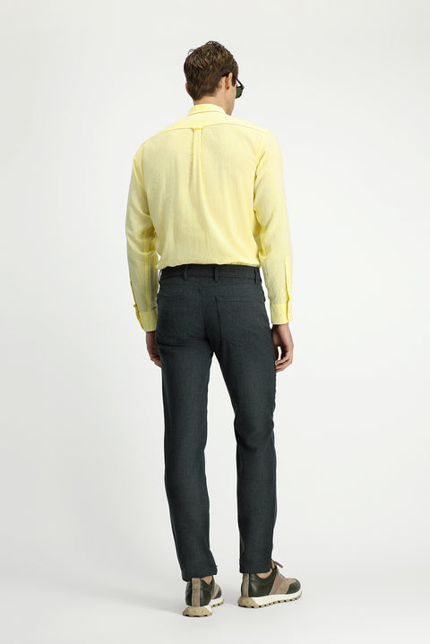 Dark Green 6 Drop Regular Fit Standard Cut Wool Fabric Trousers