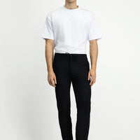Black 7 Drop Slim Fit Narrow Cut Classic Fabric Trousers with Elastic Waist Drawstring