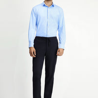 Dark Navy 7 Drop Slim Fit Classic Fabric Trousers with Elasticated Drawstring Waist