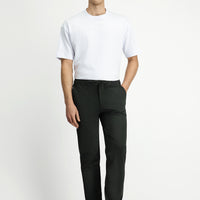 Military Khaki 7 Drop Slim Fit Narrow Cut Classic Fabric Trousers with Elastic Waist Drawstring