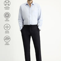 Dark Navy Techno-Line 7 Drop Super Slim Fit Extra Narrow Cut Elastic Waist Drawstring Lycra Classic Fabric Trousers
