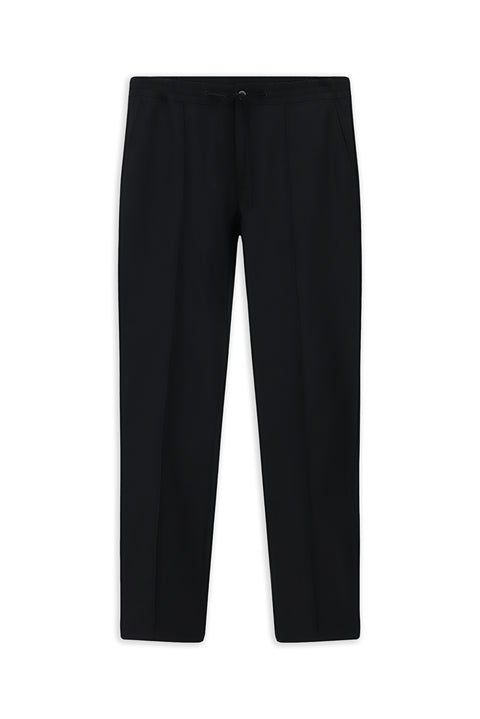 Koyu Lacivert Techno-Line 7 Drop Super Slim Fit Eksra Dar Kesim Likralı Beli Lastikli İpli Klasik Kumaş Pantolon
