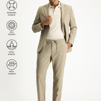 Light Mink Techno-Line 7 Drop Slim Fit Narrow Cut Elastic Waist Drawstring Lycra Classic Fabric Trousers