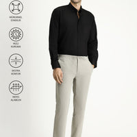 Açık Vizon Techno-Line 7 Drop Slim Fit Dar Kesim Beli Lastikli İpli Klasik Kumaş Pantolon