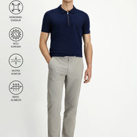 Medium Mink Techno-Line 6 Drop Regular Fit Standard Cut Elasticated Waist Drawstring Wavy Classic Fabric Trousers