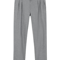 Medium Grey 6 Drop Regular Fit Standard Cut Patterned Linen Blend Pleated Classic Fabric Trousers