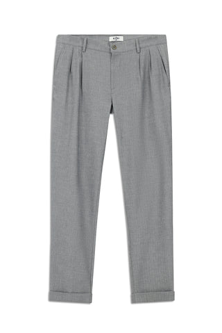  Orta Gri 6 Drop Regular Fit Standart Kesim Desenli Keten Karışımlı Pileli Klasik Kumaş Pantolon
