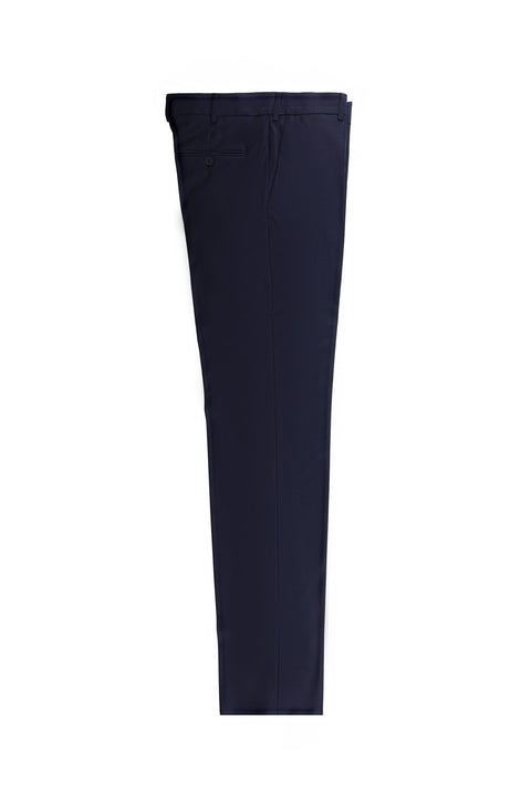 Dark Navy 4 Drop Relaxed Fit Lycra Patterned Classic Fabric Trousers