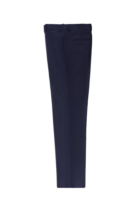 Medium Navy 6 Drop Regular Fit Standard Cut Lycra Patterned Classic Fabric Trousers