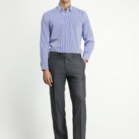 Dark Gray 7 Drop Slim Fit Narrow Cut Patterned Wool Classic Fabric Trousers